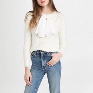 Rebecca Taylor Womens Sweater Ivory Alpaca Wool Blend XS